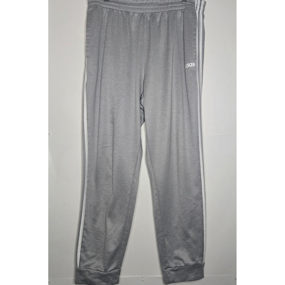 Adidas Mens XL Essentials 3-Stripe Track Pants Heather Gray Joggers RN 88387